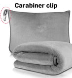 Pink 2-in-1 Plush Travel Blanket & Pillow Set - Soft Flannel with Luggage Strap & Carabiner (50x60in)