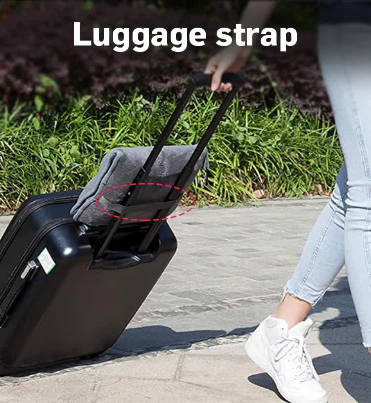 Light Blue 2-in-1 Plush Travel Blanket & Pillow Set - Soft Flannel with Luggage Strap & Carabiner (50x60in)