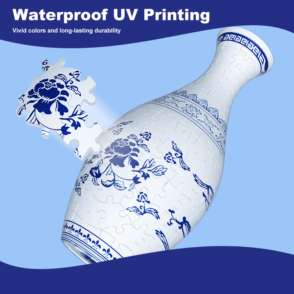 Unique 3D Puzzle Vase with Built-in Water Holder - Fun DIY Project (Autumn)