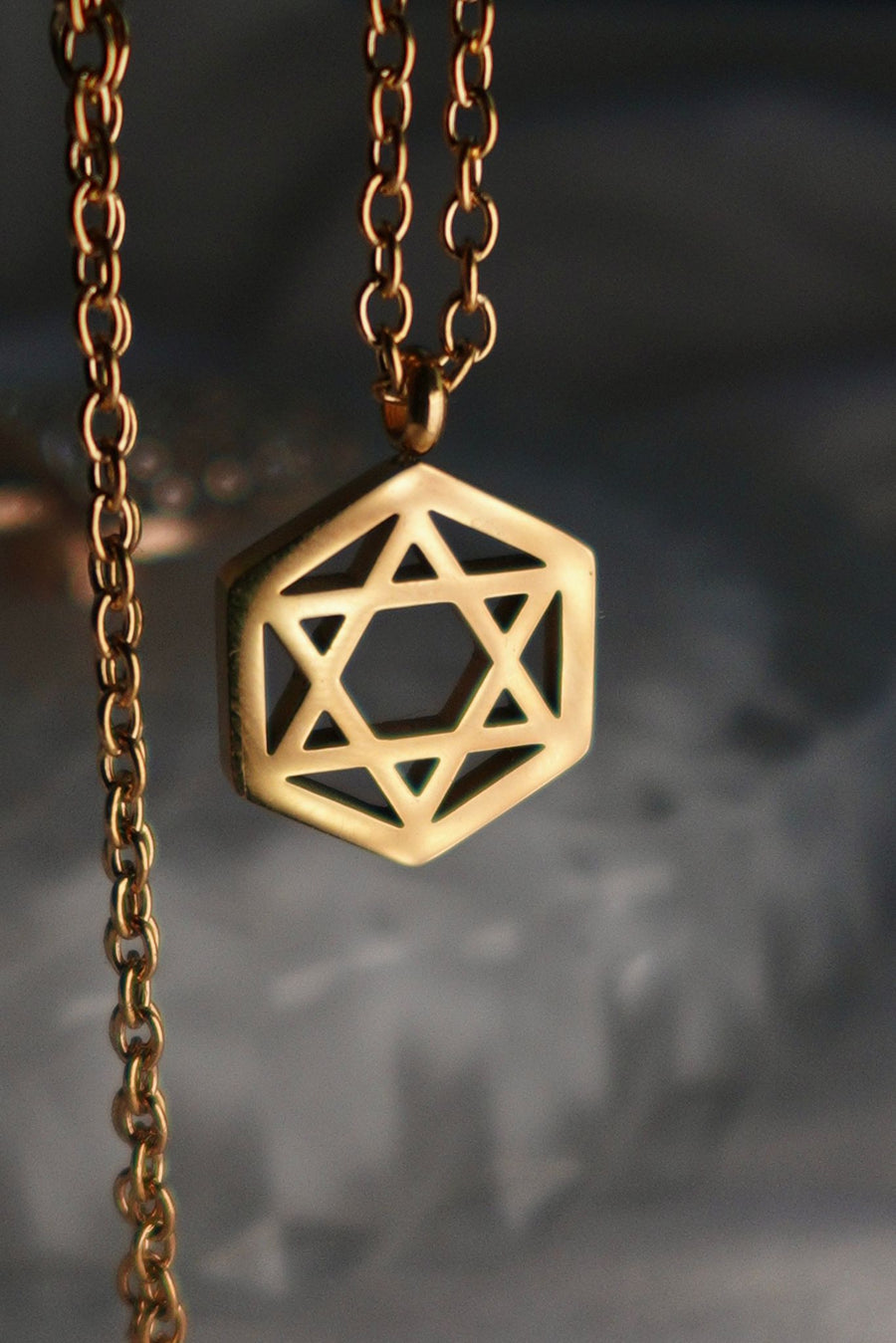 Order Israel 18K Gold Dipped Geometric Star of David Necklace-0