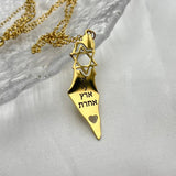 "I Have No Other Land" Israel Map Necklace with Star of David-2