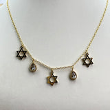 Star of David and Teardrop Charm Necklace-1