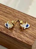 Order Israel 18K Gold Plated Hamsa Evil Eye Stud Earrings-4
