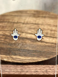 Order Israel 18K Gold Plated Hamsa Evil Eye Stud Earrings-2