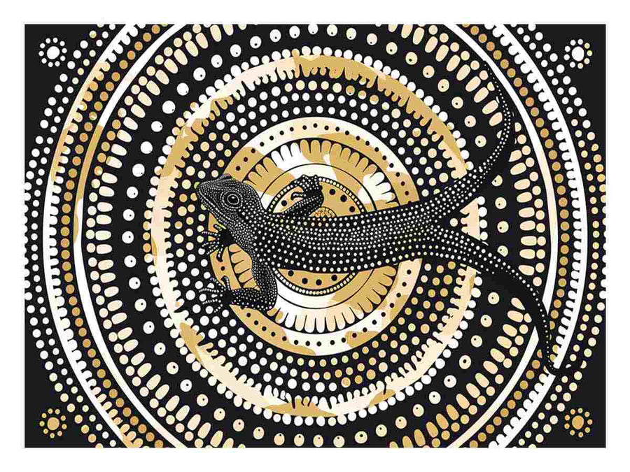 Lizard  Style of Aboriginal Dot Painting-0