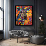 Colorful Zebra  Style of Aboriginal Dot Painting-2
