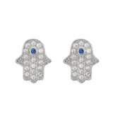 Hamsa Stud Earrings with Evil Eye Crystal-3