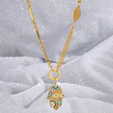 Artistic Hamsa Necklace with Dual Chain Design-2
