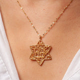 Order Israel Shema Israel Star of David 18K Gold Plated Pendant Necklace-1