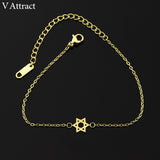 Stainless Steel Chain Pulseras Vintage Mujer Jerusalem Magen Star Of David Charm Bracelet Femme Jewish Jewelry-2