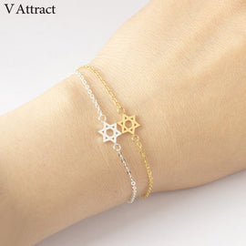 Stainless Steel Chain Pulseras Vintage Mujer Jerusalem Magen Star Of David Charm Bracelet Femme Jewish Jewelry-0