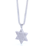 925 Sterling Silver Line Star of David Moissanite Necklace-2