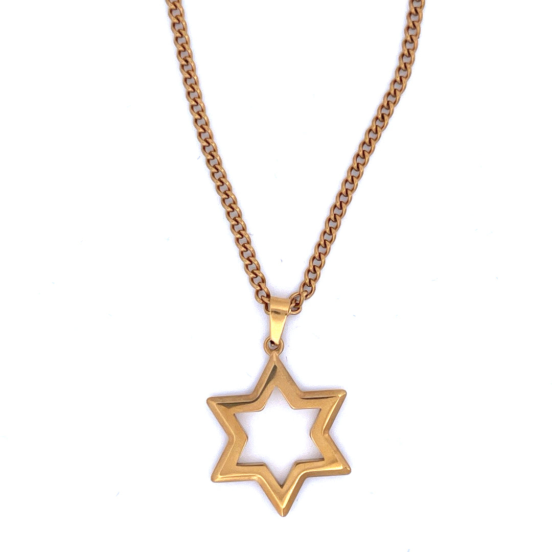 Hollow Star of David Pendant Necklace-0
