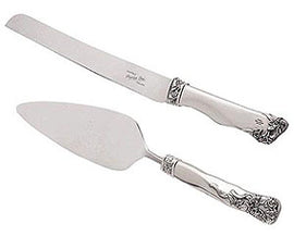 Royal Selangor Cake Knife & Server Set - Ribbon and Rosed Range