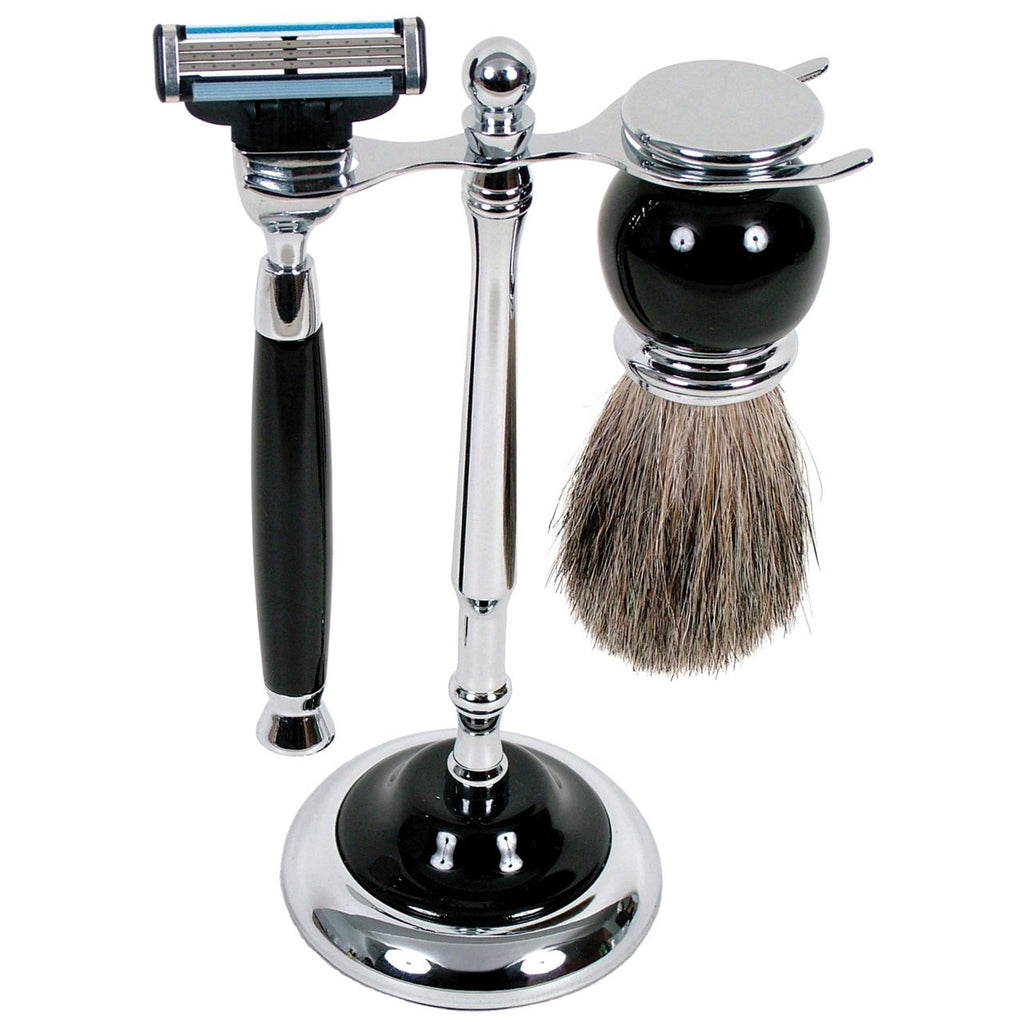 COMOY 3012 MAK3 SHAVE SET BLK W/BADGER