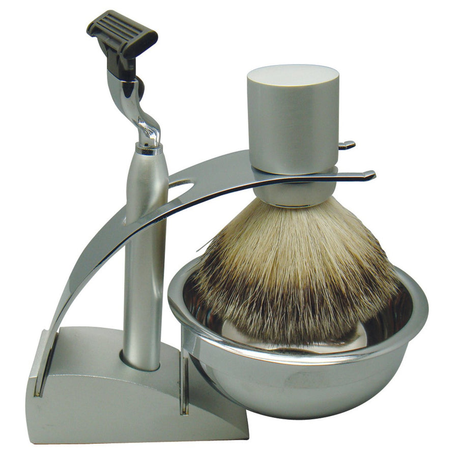 Comoy Razor Set Comoy, Comoy 3083 MAK3 SHAVE SET SILVER BADGERKnives, King of Knives