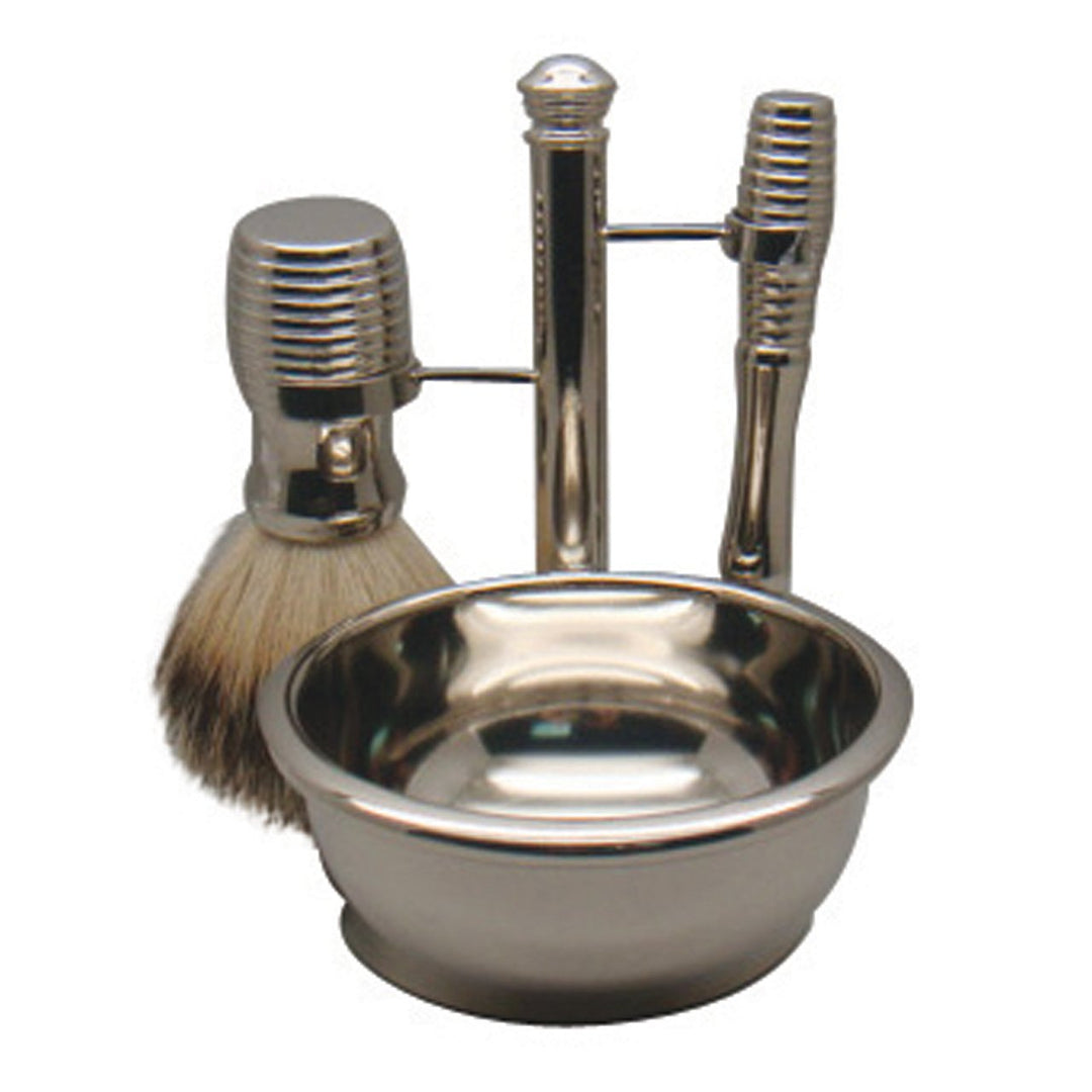 Comoy Razor Set Comoy, Comoy 3096 MAK3 SHAVE SET & BOWL NICKEL BADGERKnives, King of Knives