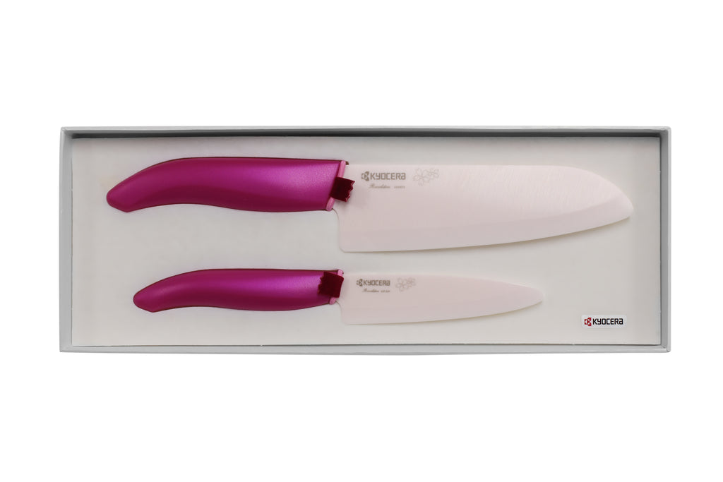 Kyocera SAKURA 2-PC SET Pink Handle (SANTOKU & ULITITY )