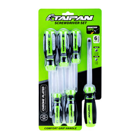 Taipan 6PCE Screwdriver Set Magnetic Tips Chrome Steel Plated Construction | Home & Industry Security | King of Knives