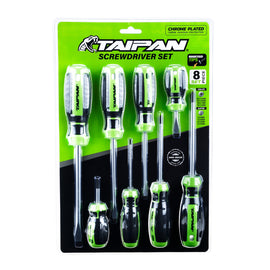 Taipan 8 Pieces Screwdriver Set Magnetic Tips Chrome Steel Plated Construction | Home & Industry Security | King of Knives