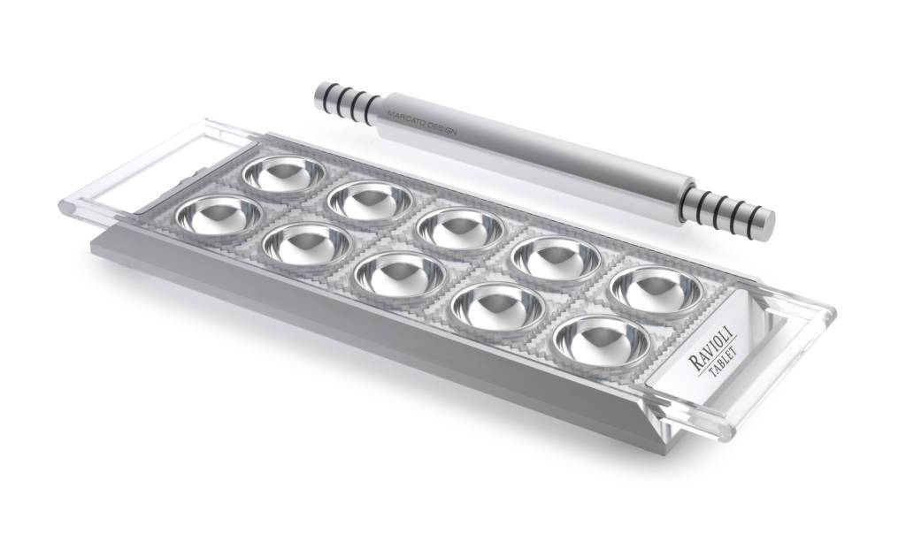 MARCATO RAVIOLI TABLET W/ROLLING PIN  - SILVER