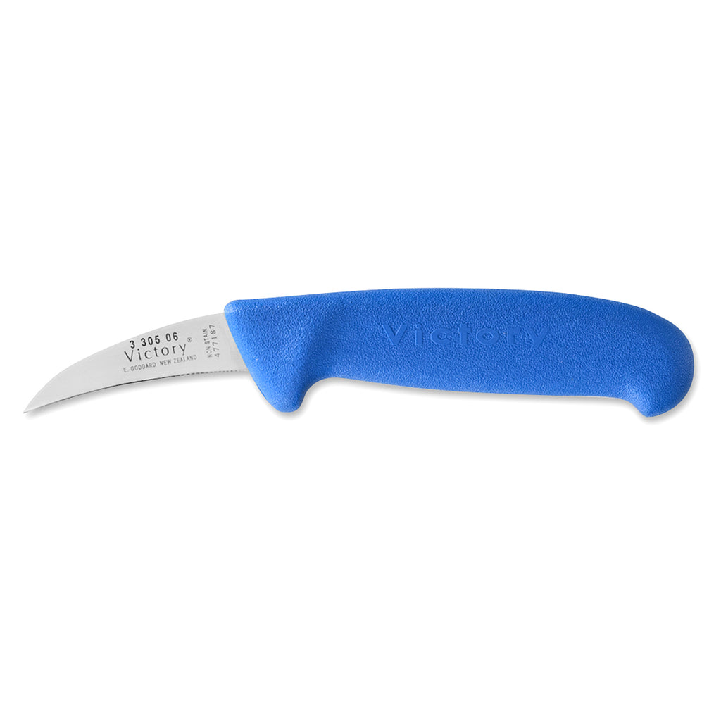 Victory Knives peeling/packing knife 6cm curved blade blue handle