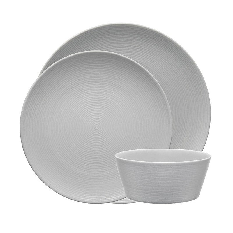 Noritake Gog (Grey On Grey) Swirl 12-Piece Dinner Set