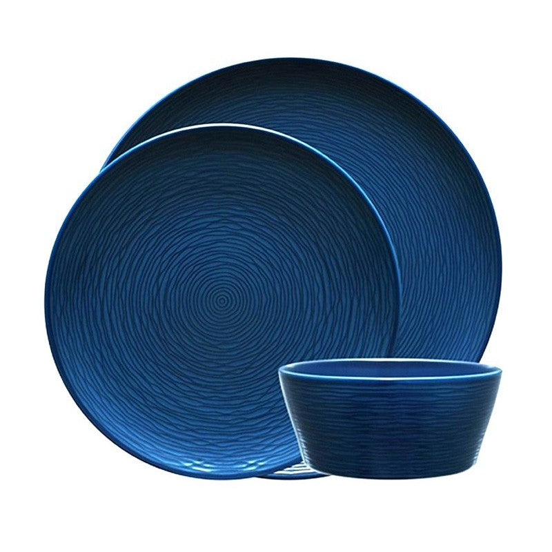 Noritake Non (Navy On Navy) Swirl 12-Piece Dinner Set