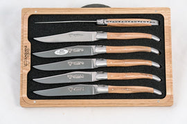 Laguiole En Aubrac Set of 6 Steak Knives Woods of France - Olive Wood