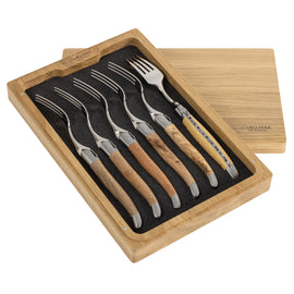 Laguiole En Aubrac Set of 6 Forks Wood of France - Mixed Wood