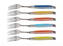 Laguiole En Aubrac Set of 6 Forks - Coloured (RD, YL, OR, LI, AN, DB)
