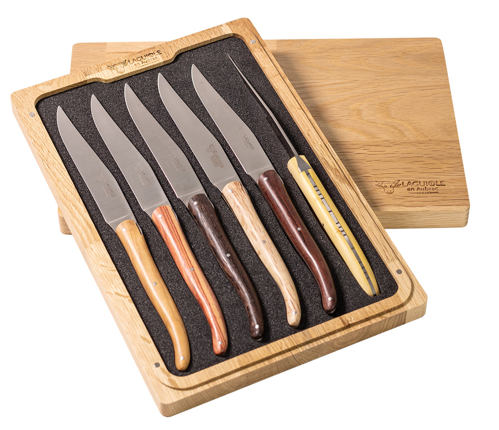 Laguiole En Aubrac Set of 6 Steak Knives Everyday Use - Mixed Wood