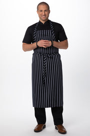 Chef Works Large Stripe Bib Apron- Navy/White