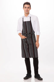 Chef Works Striped Bib Apron- Black
