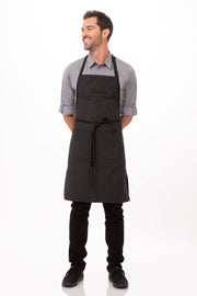 Chef Works Bib Apron with Contrasting Ties- Pinstripe