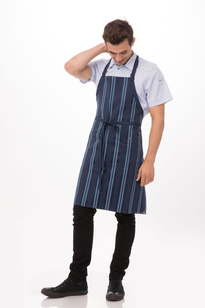 Chef Works Presidio Bib Apron- Navy Blue