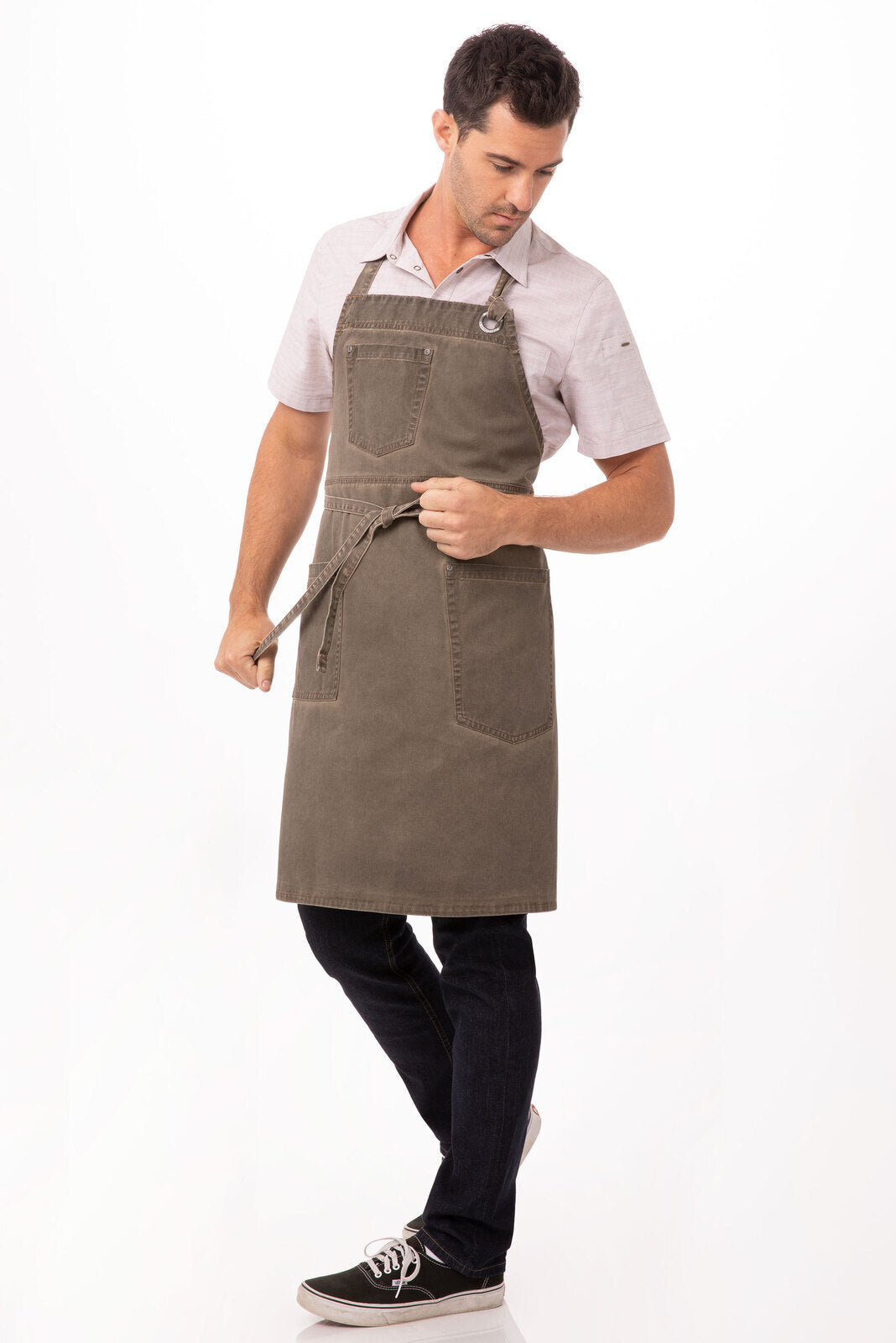 Chef Works Dorset Bib Apron- Earth Brown
