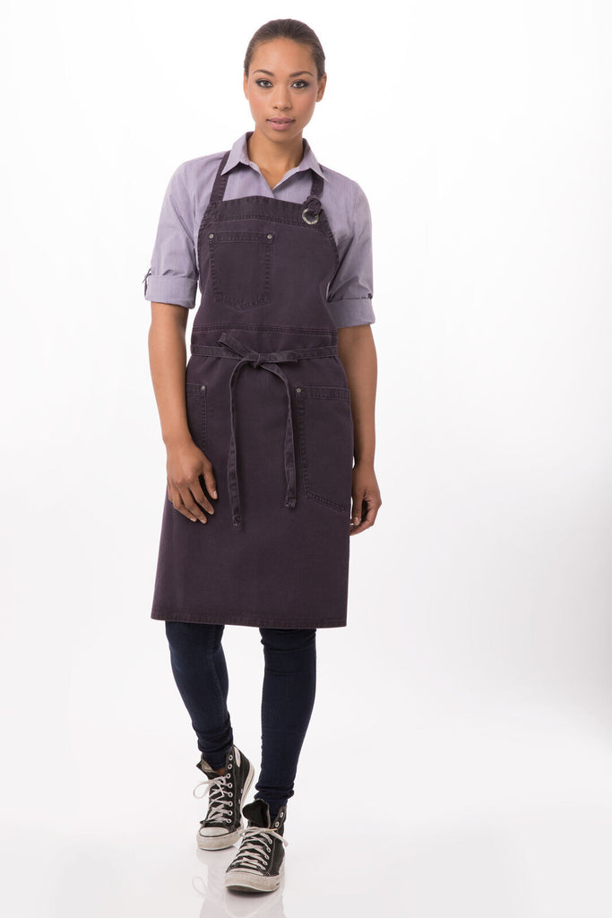 Chef Works Dorset Bib Apron- Eggplant