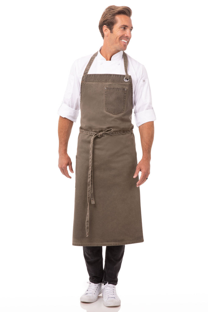 Chef Works Dorset Chefs Bib Apron- Earth Brown