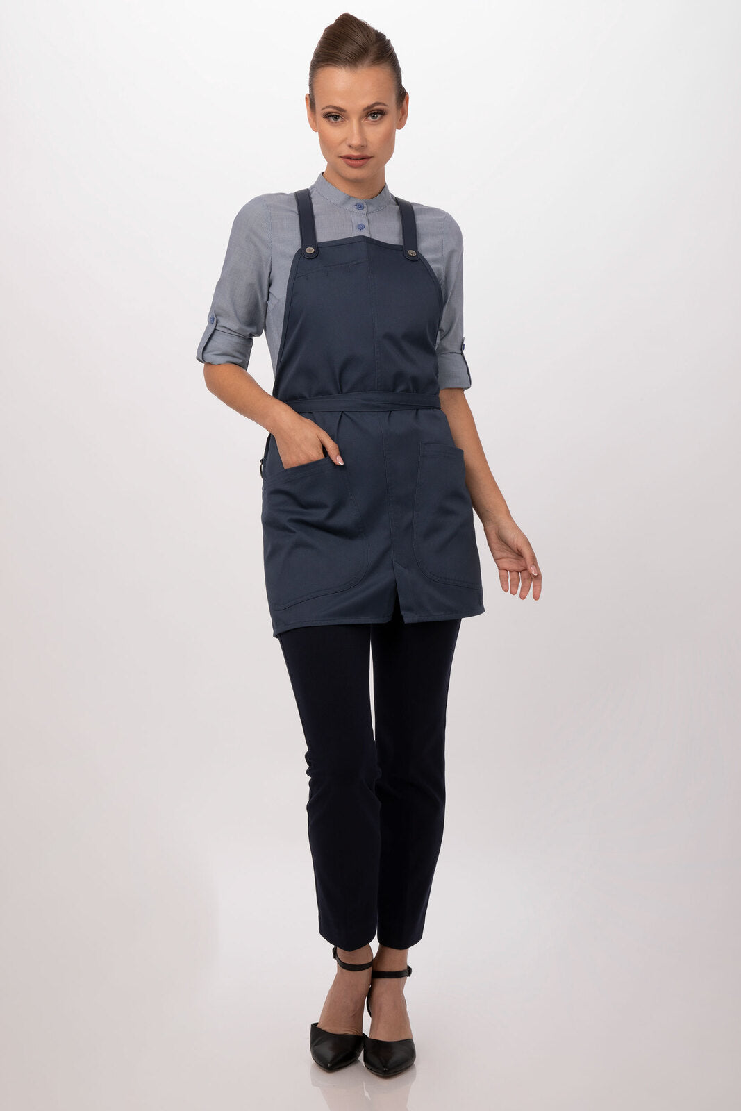 Chef Works Largo Short Bib Apron- Blue