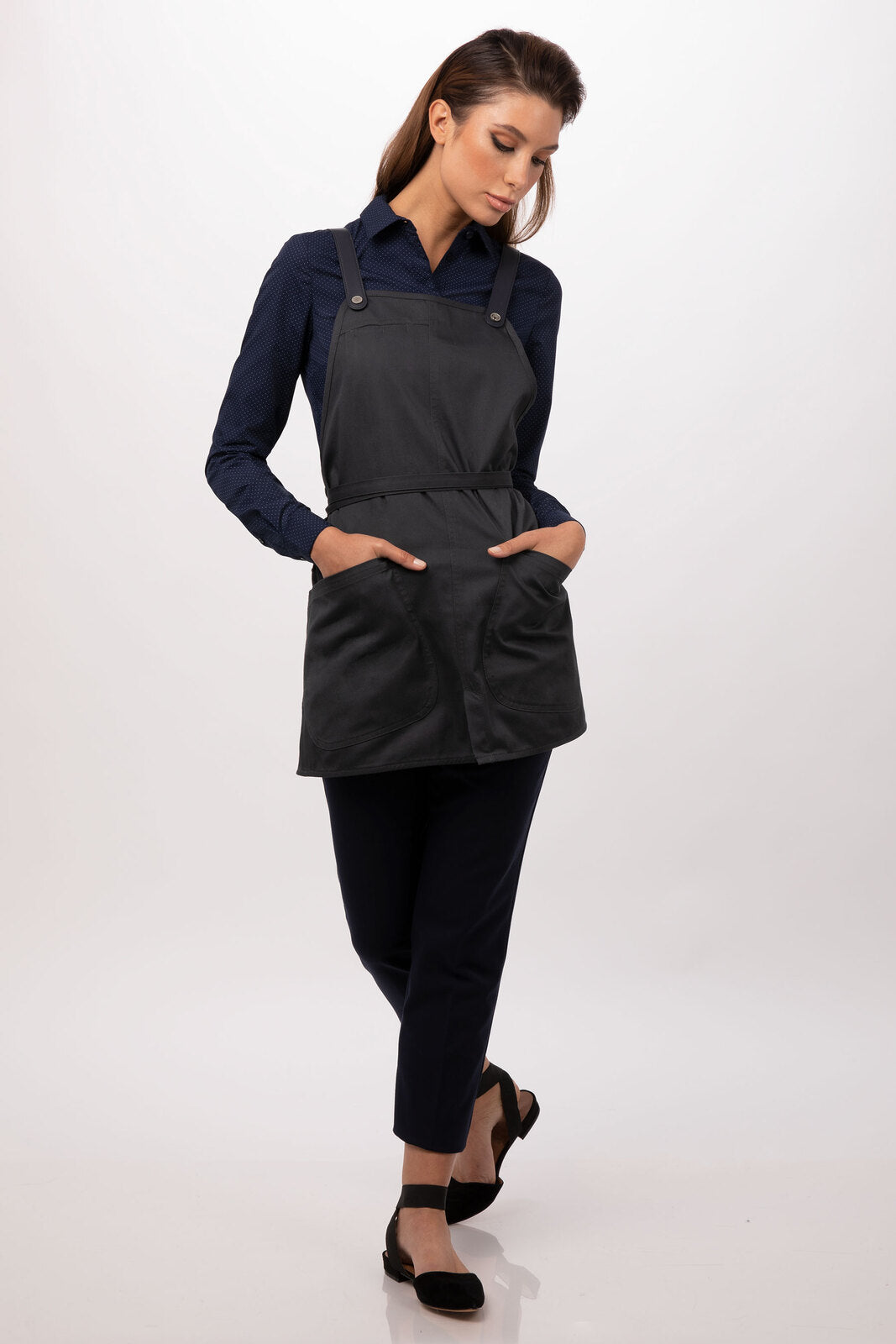 Chef Works Largo Short Bib Apron- Charcoal