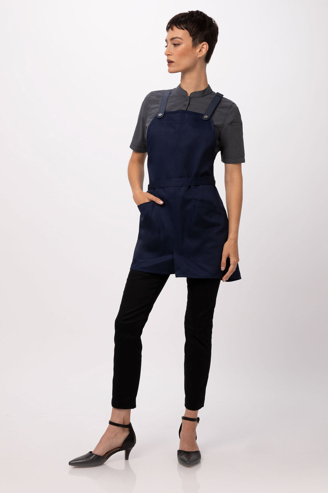 Chef Works Largo Short Bib Apron- Dark Navy