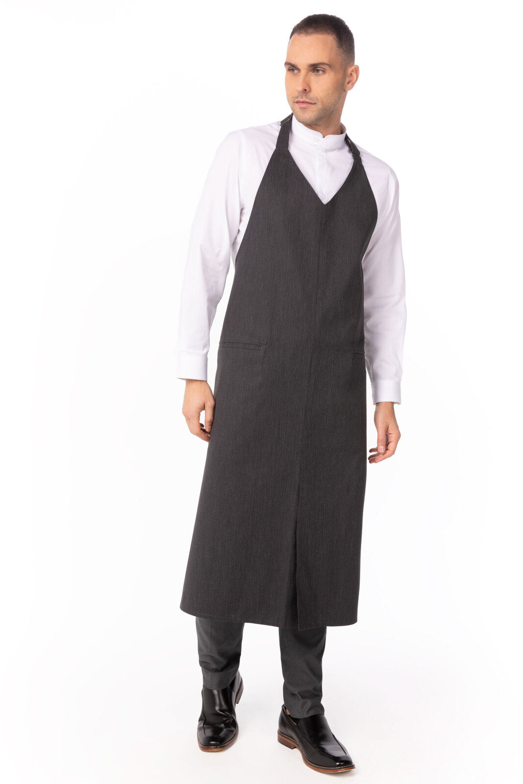 Chef Works Volante V-Neck Bib Apron- Pinstripe