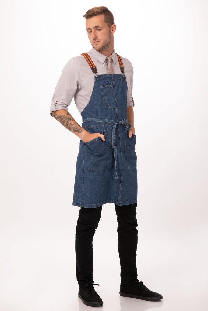 Chef Works Berkeley Bib Apron- Medium Blue