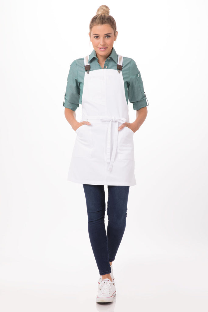 Chef Works Berkeley Petite Bib Apron- White