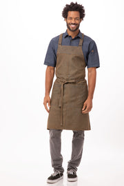 Chef Works Uptown Cross-Back Bib Apron- Blue Taupe