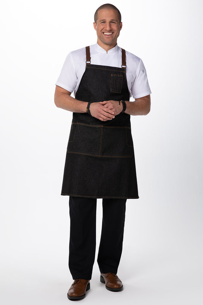 Chef Works Memphis Denim Cross Back Apron- Black