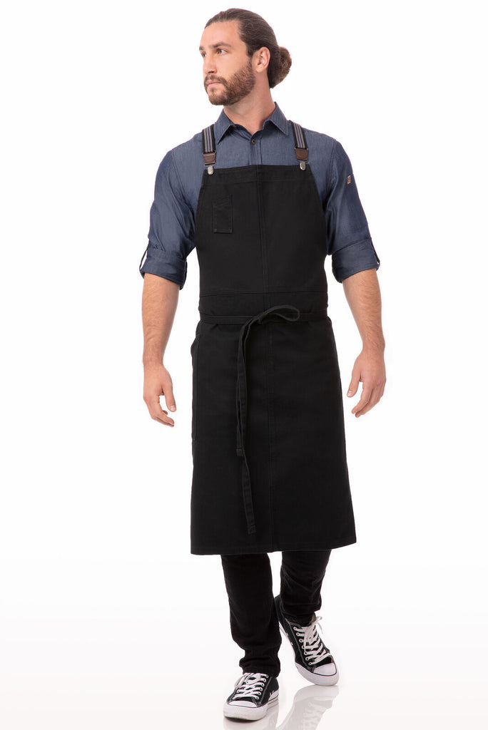 Chef Works Berkeley Chefs Bib Apron- Jet Black