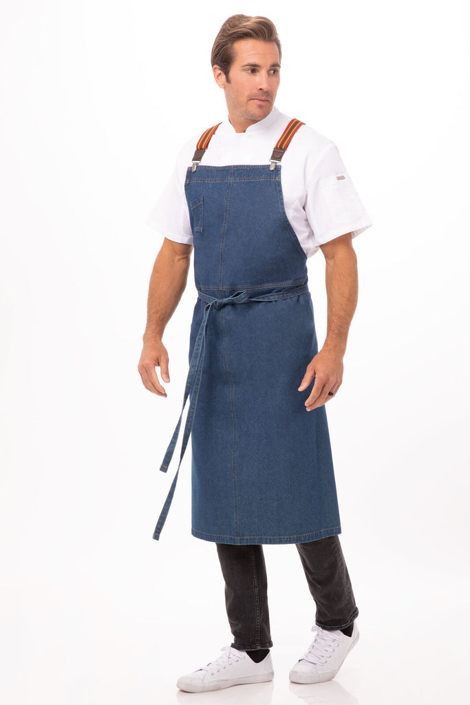 Chef Works Berkeley Chefs Bib Apron- Medium Blue