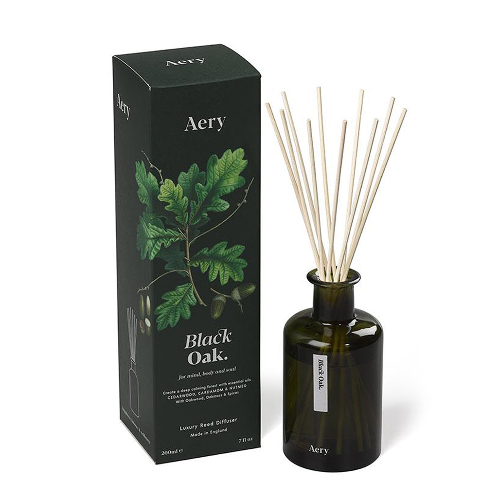Aery Living Botanical Green 200ml Reed Diffuser - Black Oak